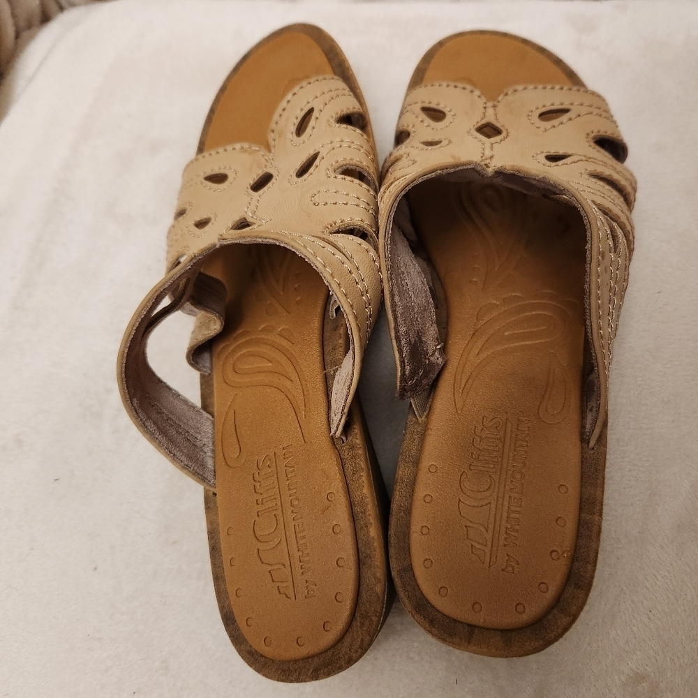 Cliffs by White Mountain Slide Sandals Women's 10M Cream - Picture 5 of 5